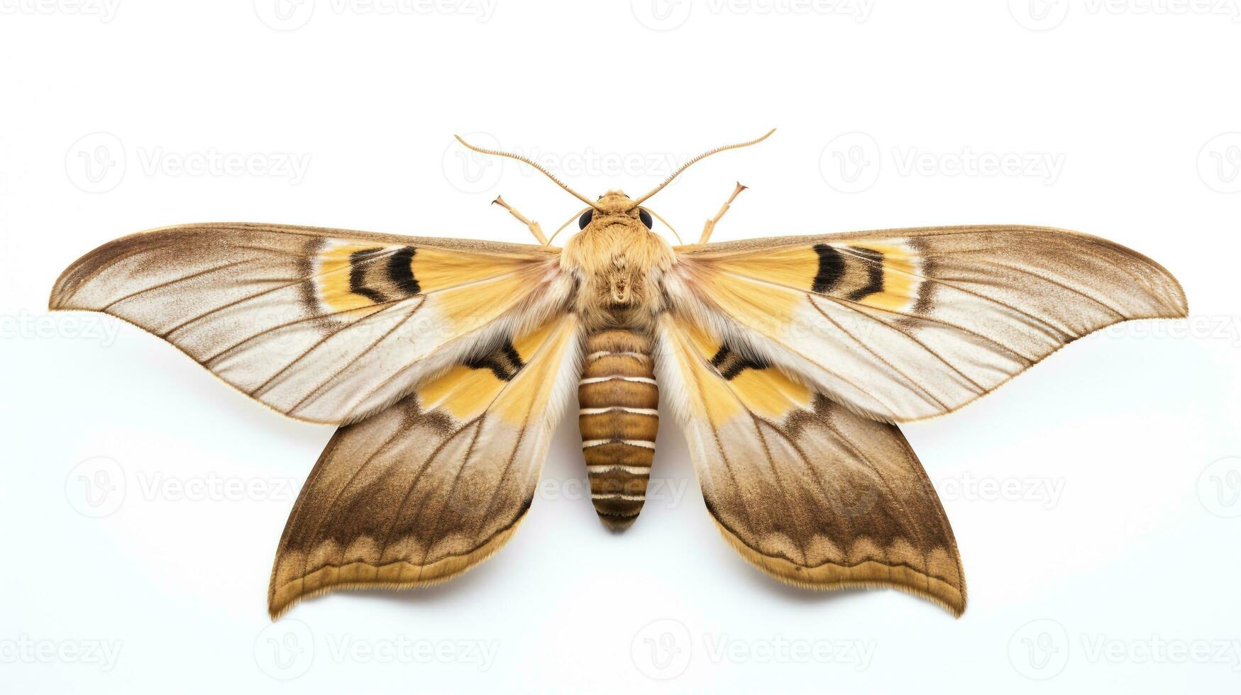 ai généré photo de ver du chêne papillon de nuit isolé sur blanc Contexte. génératif ai