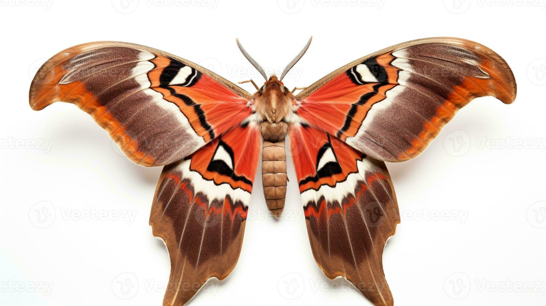 ai généré photo de atlas papillon de nuit isolé sur blanc Contexte. génératif ai