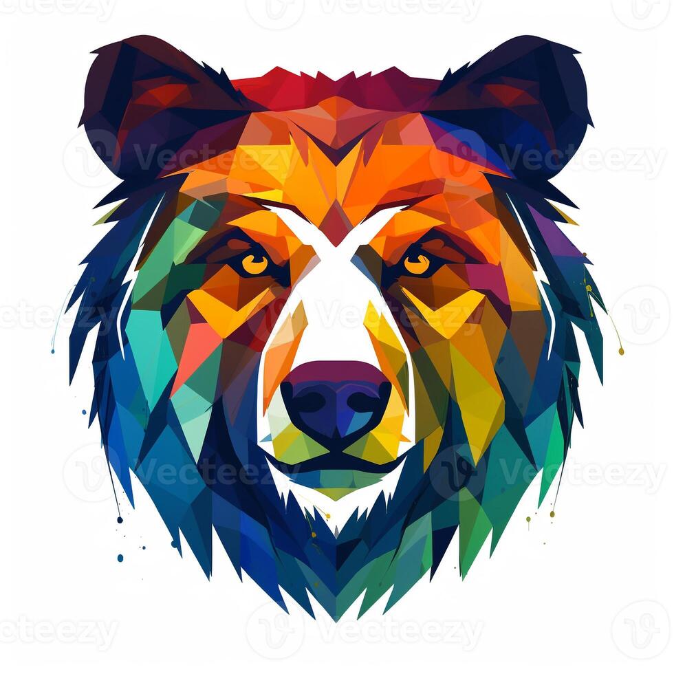 ai généré aquarelle ours tête logo. génératif ai photo