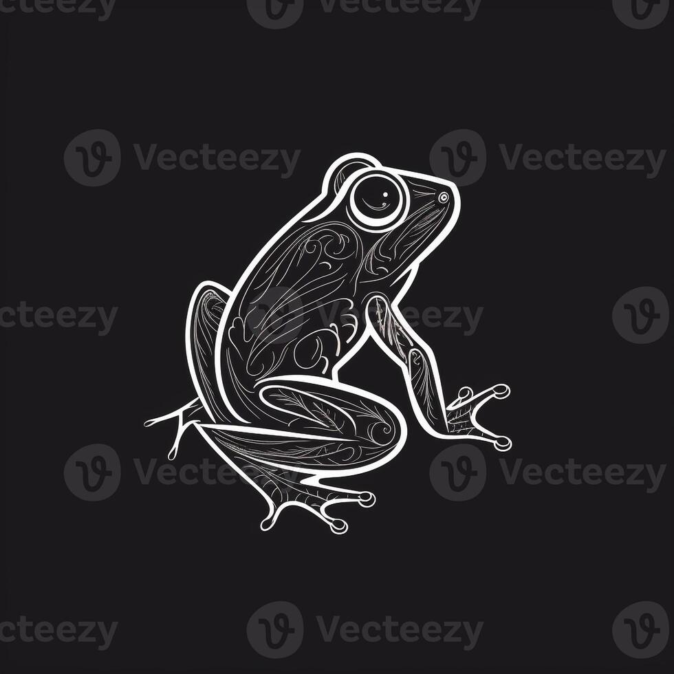 ai généré vague logo avec une grenouille dans blanc sur une noir Contexte. génératif ai photo