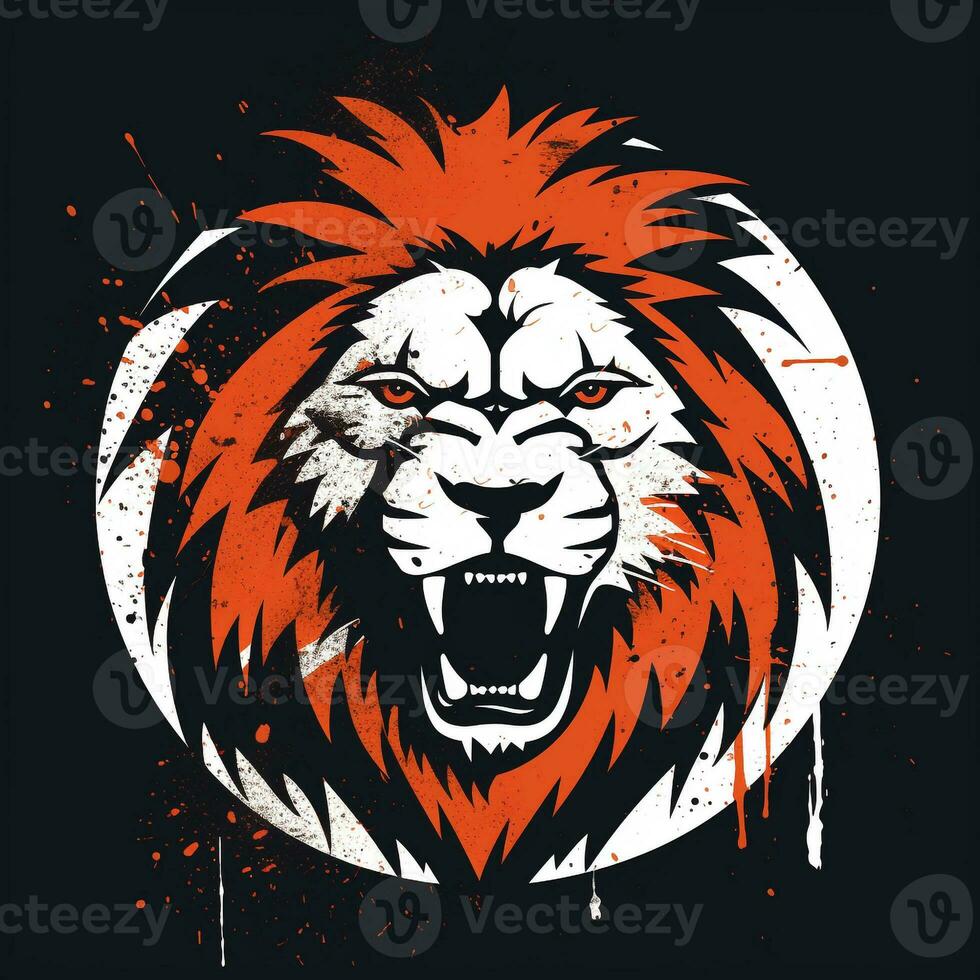 ai généré grunge Lion tête logo. génératif ai photo