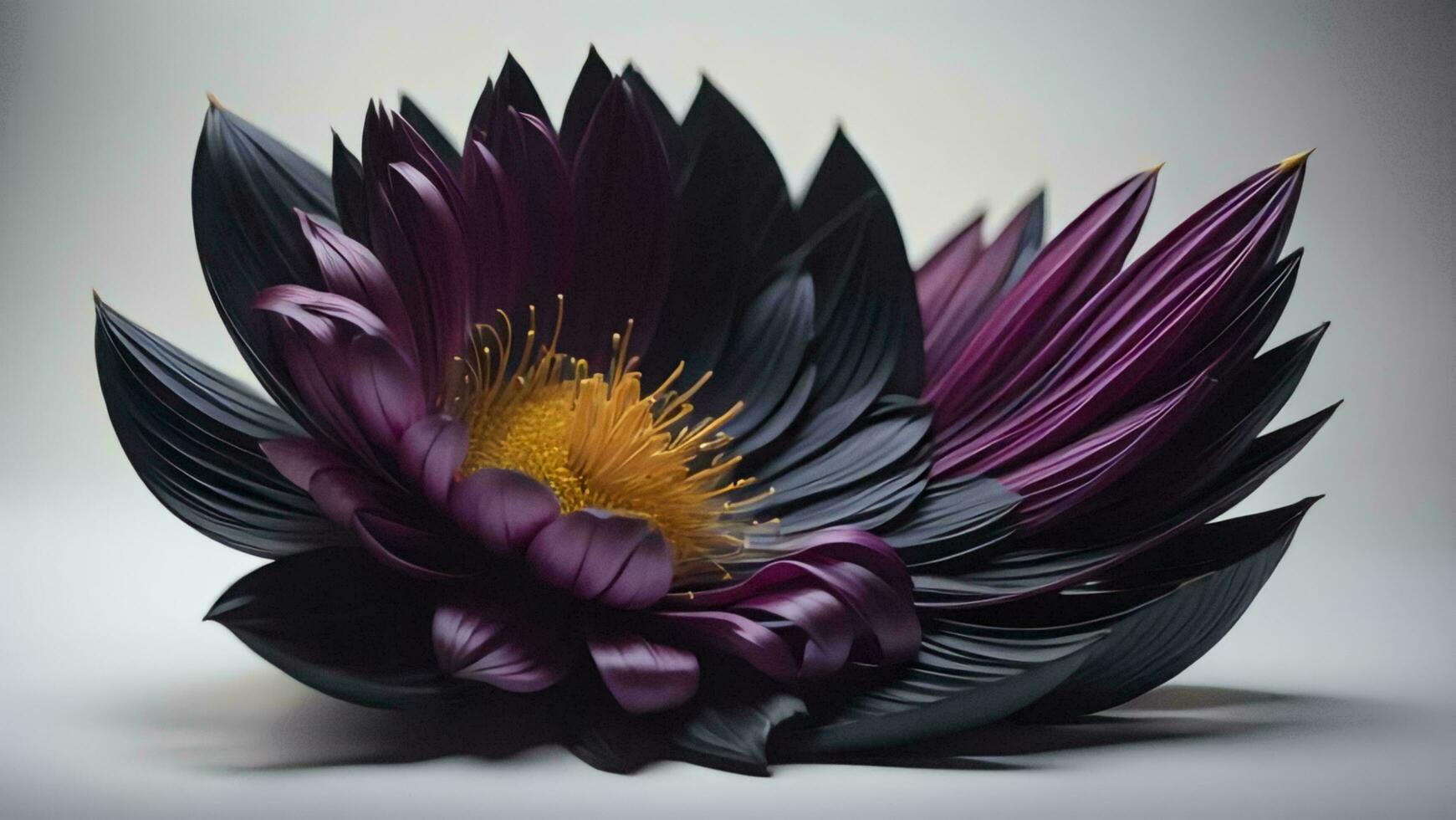 ai généré violet et noir lotus fleur sur blanc Contexte avec copie espace. génératif ai photo