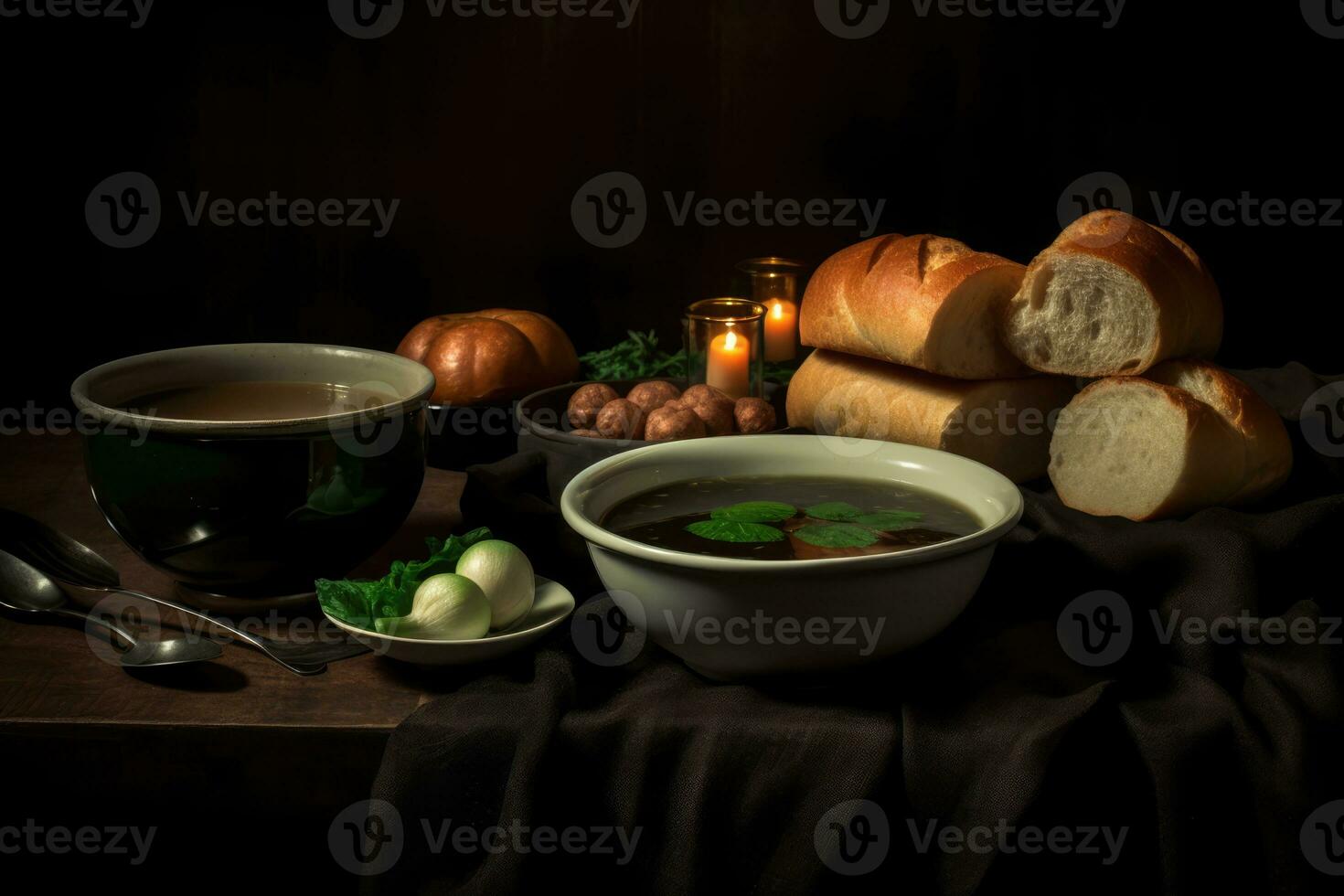 ai généré une table plein de délicieux nourriture et des pâtisseries attend vous photo