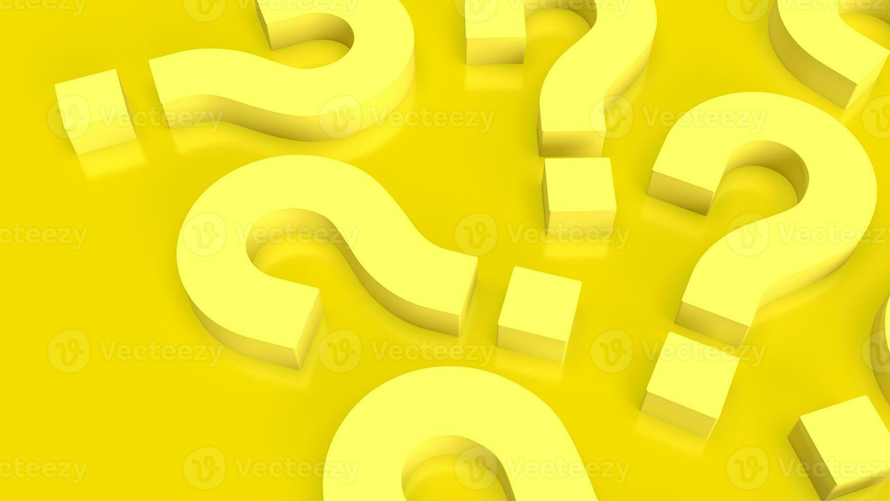 le Jaune question marque pour abstrait Contexte 3d le rendu. photo