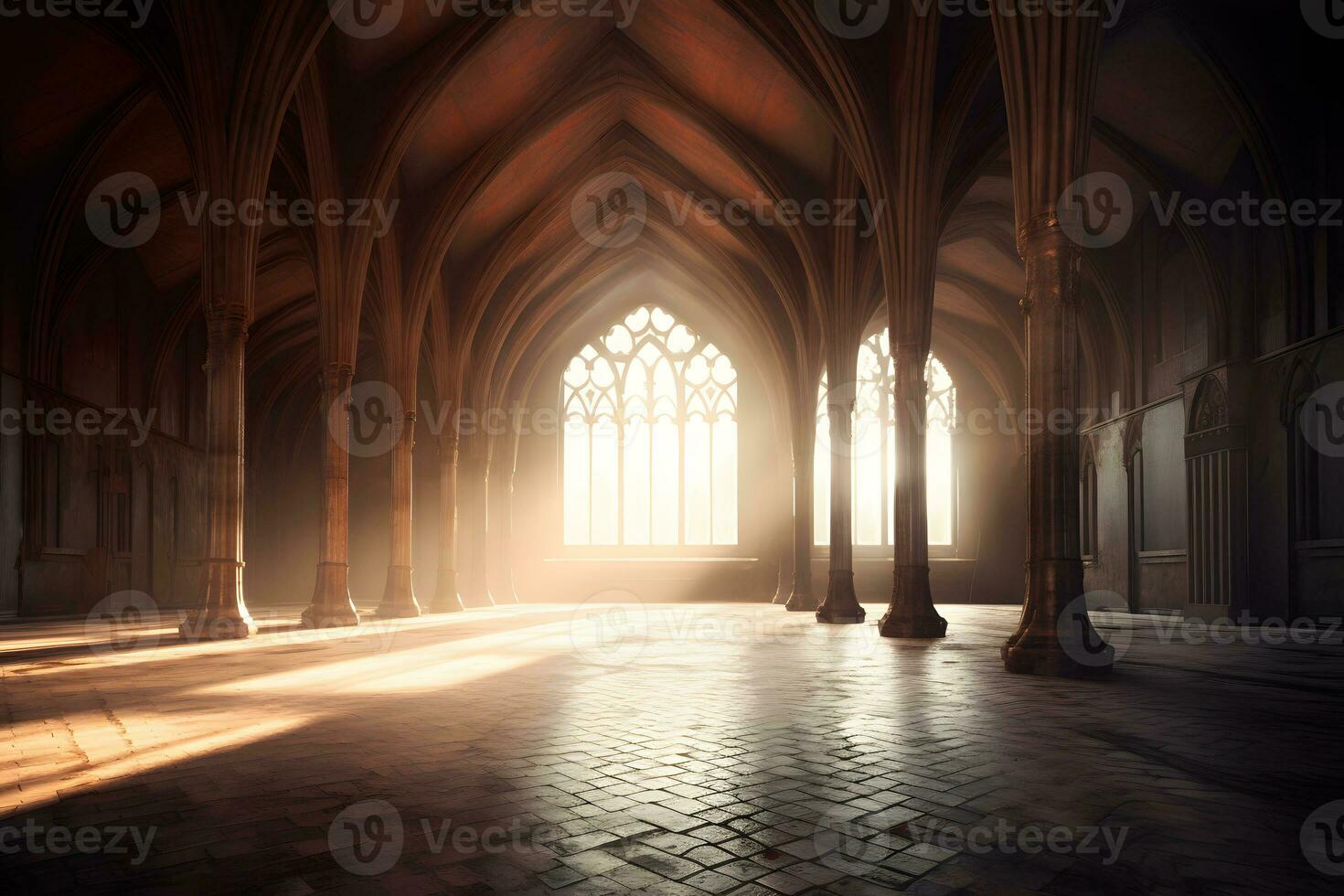 ai généré catholique église intérieur voir. neural réseau ai généré photo