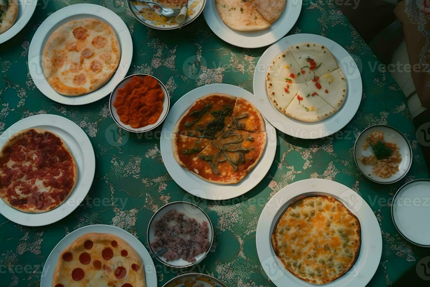 ai généré beaucoup différent les types de Pizza. neural réseau ai généré photo