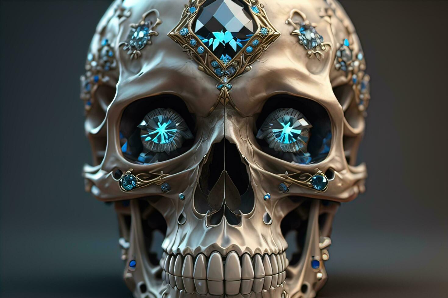 ai généré crâne avec bleu pierres précieuses. ai génératif photo