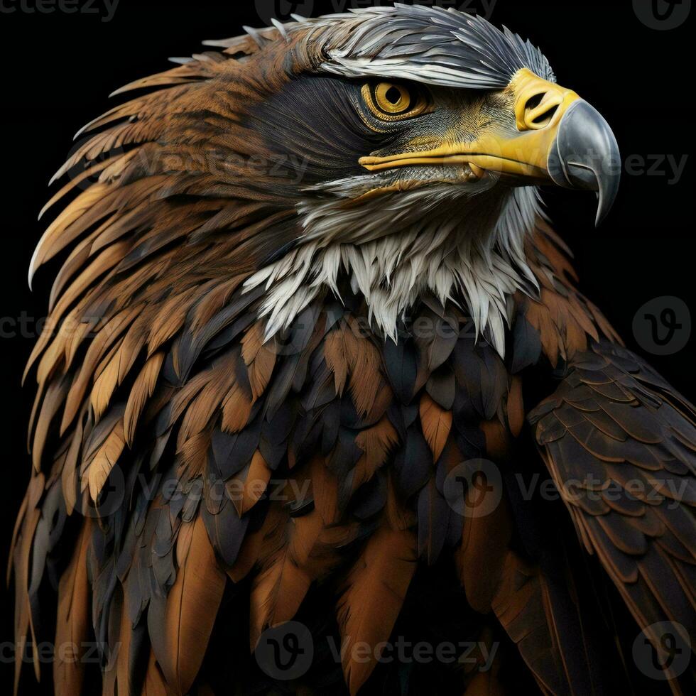 ai généré portrait de un Aigle sur une noir Contexte. génératif ai photo