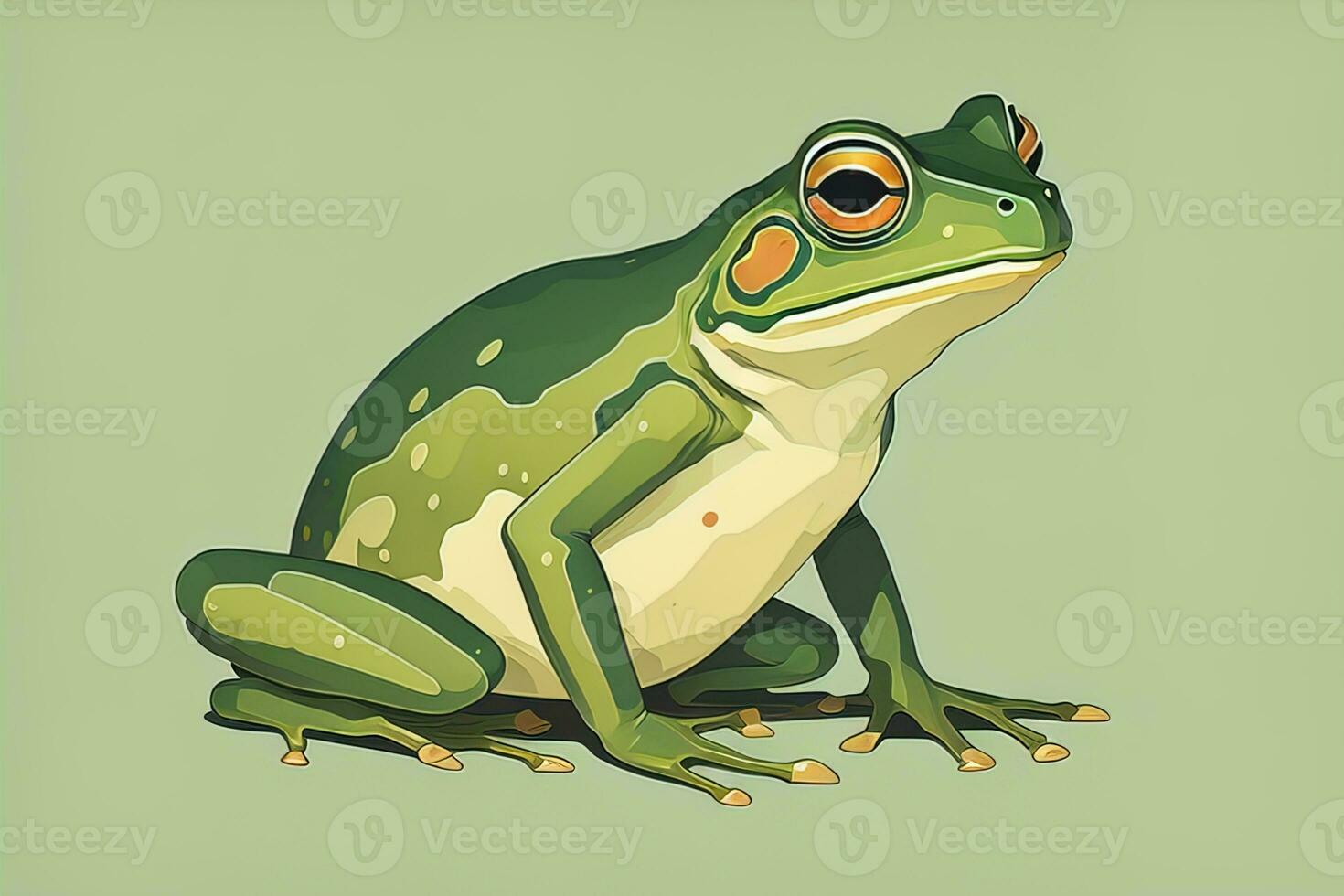 ai généré grenouille sur une vert Contexte. vecteur illustration de une grenouille. ai génératif photo