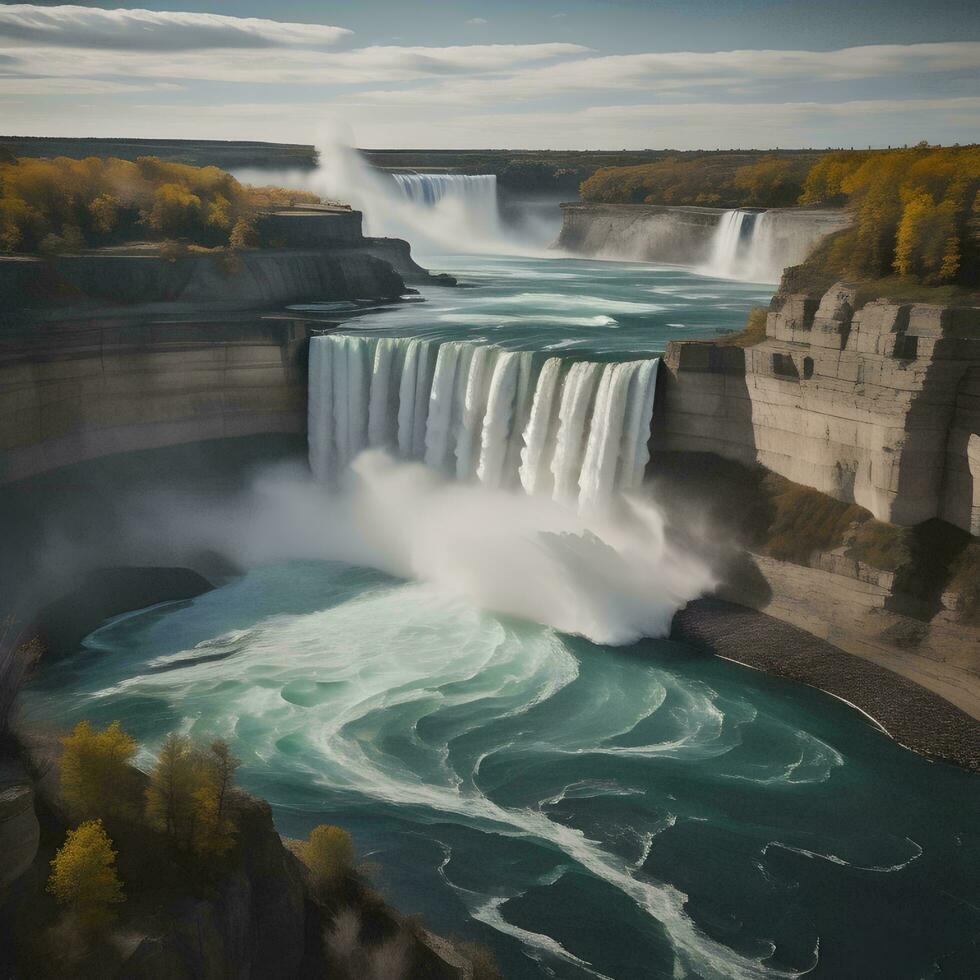 ai généré niagara chutes dans l'automne. ai généré photo