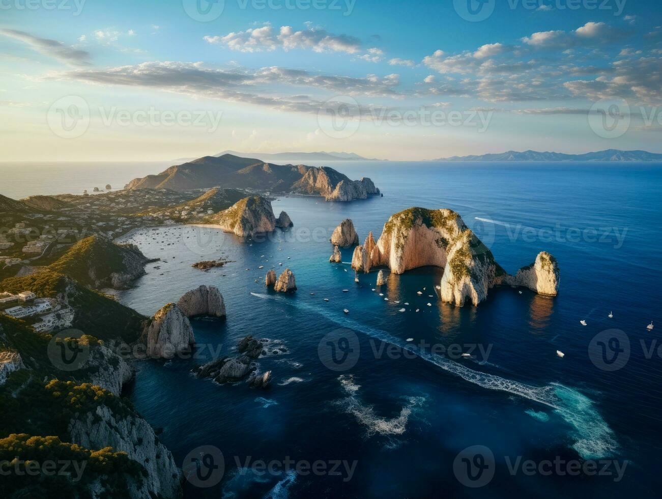 ai généré corsaire île littoral Italie - aérien vue photo