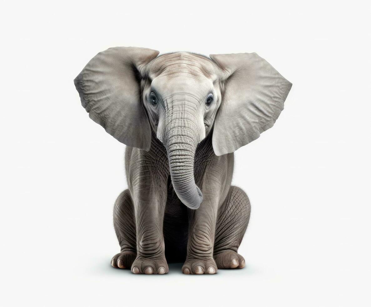 ai généré gris l'éléphant séance sur une transparent photo