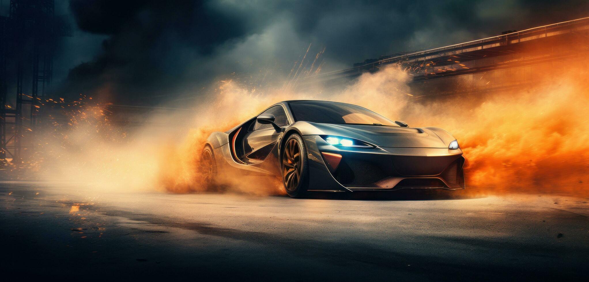 ai généré sport voiture pare-feu fond d'écran photo