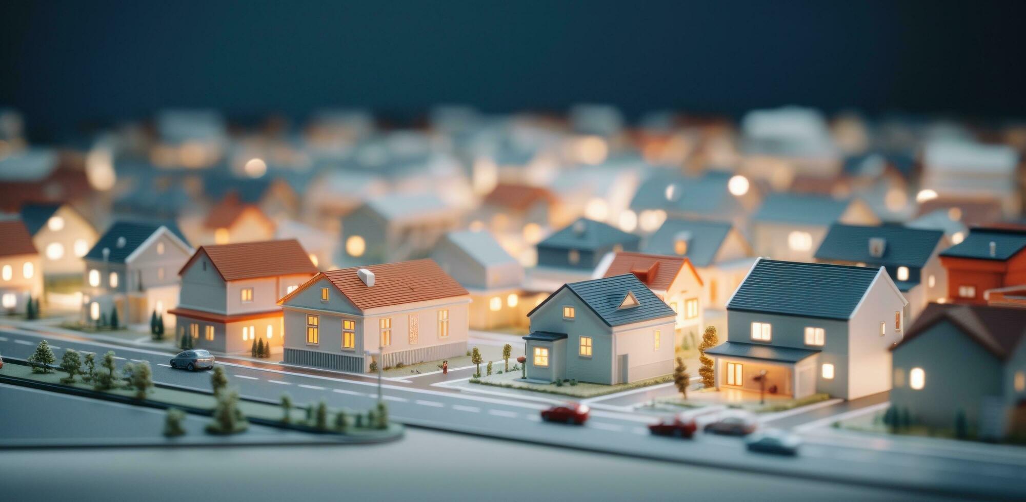 ai généré miniature Maisons dans une petit ville photo