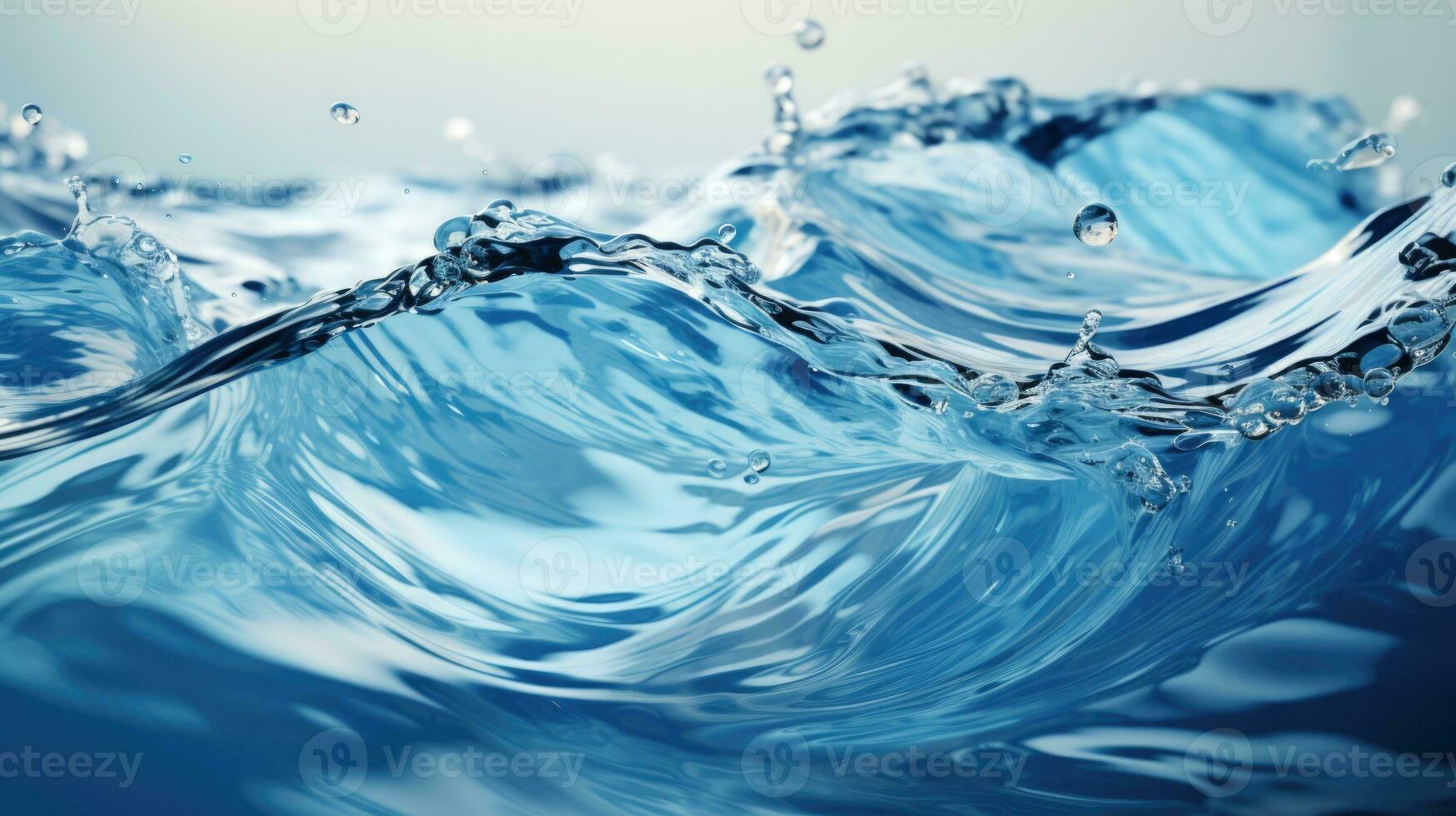 ai généré croustillant bleu l'eau vague avec tranquille ondulations et réflexion photo