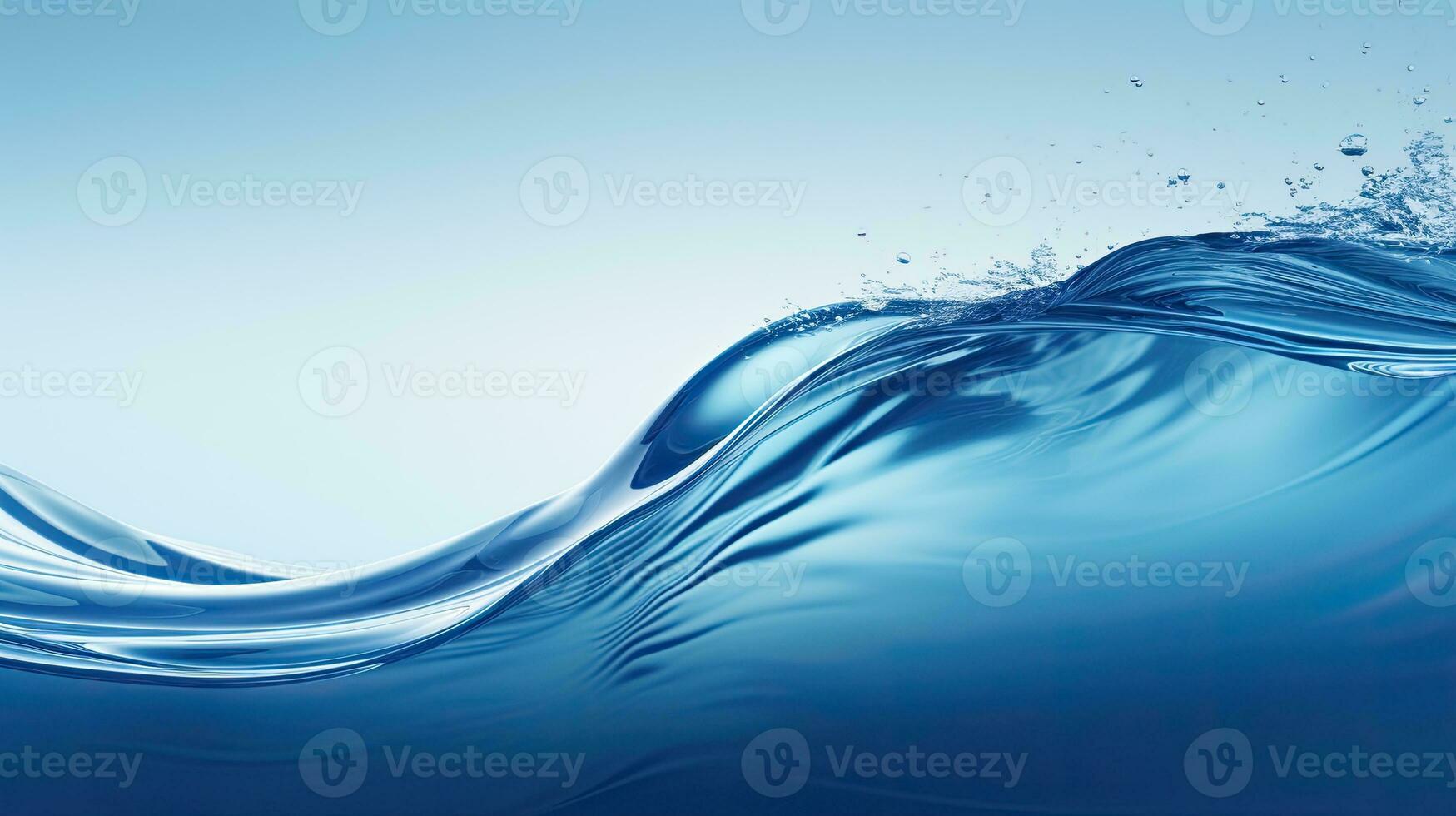 ai généré croustillant bleu l'eau vague avec tranquille ondulations et réflexion photo