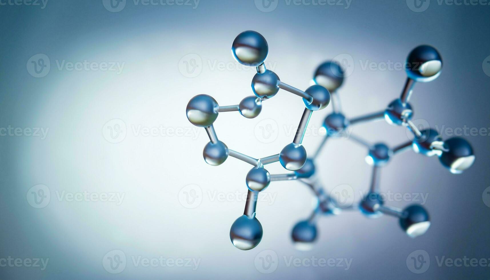 ai généré science Contexte avec molécule et atome modèle. abstrait moléculaire structure. photo