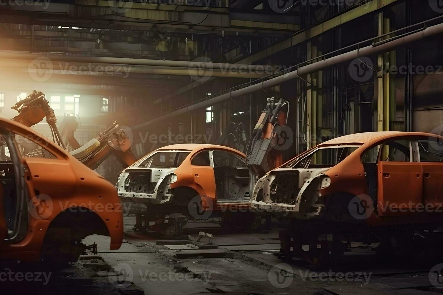 ai généré voiture corps sont sur Assemblée doubler. usine pour production de voitures. neural réseau ai généré photo