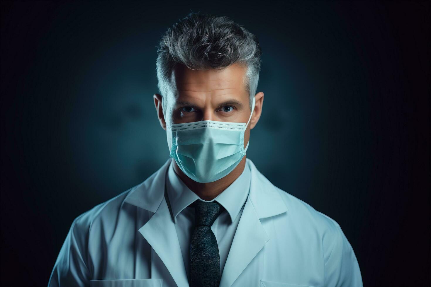 ai généré portrait de une Beau Masculin médecin dans médical vêtements. photo