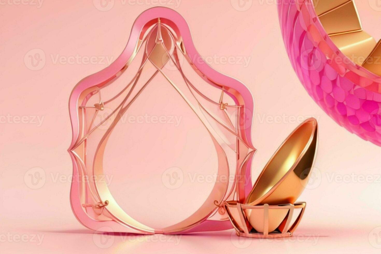 ai généré 3d le rendu luxe rose et d'or abstrait Contexte. pro photo