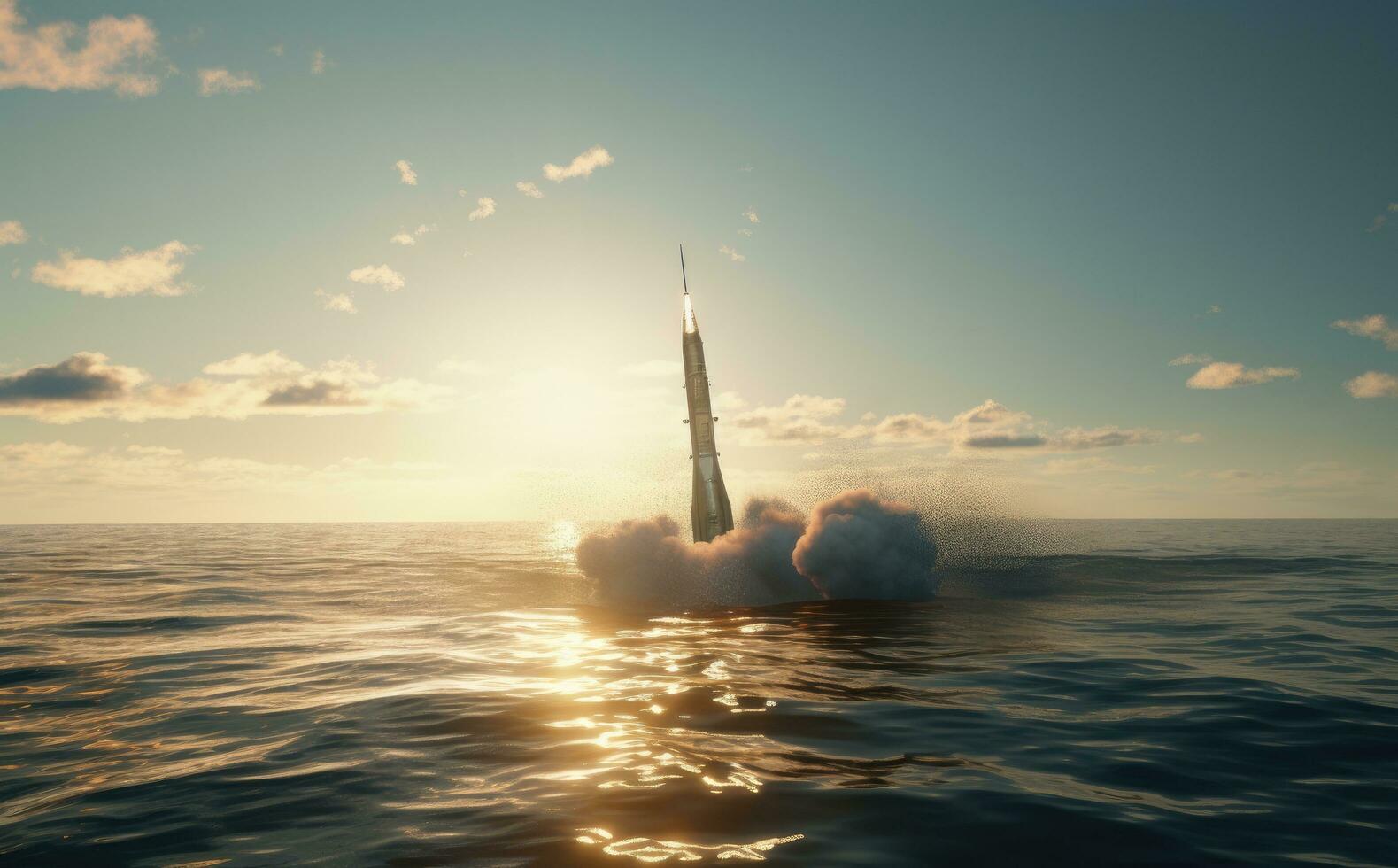ai généré une croisière missile lance dans le l'eau photo