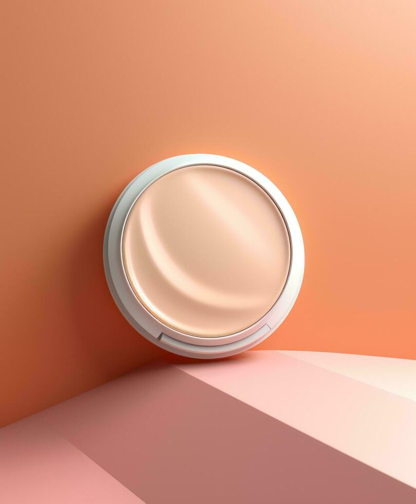 ai généré une blanc compact crème sur une pâle rose mur photo