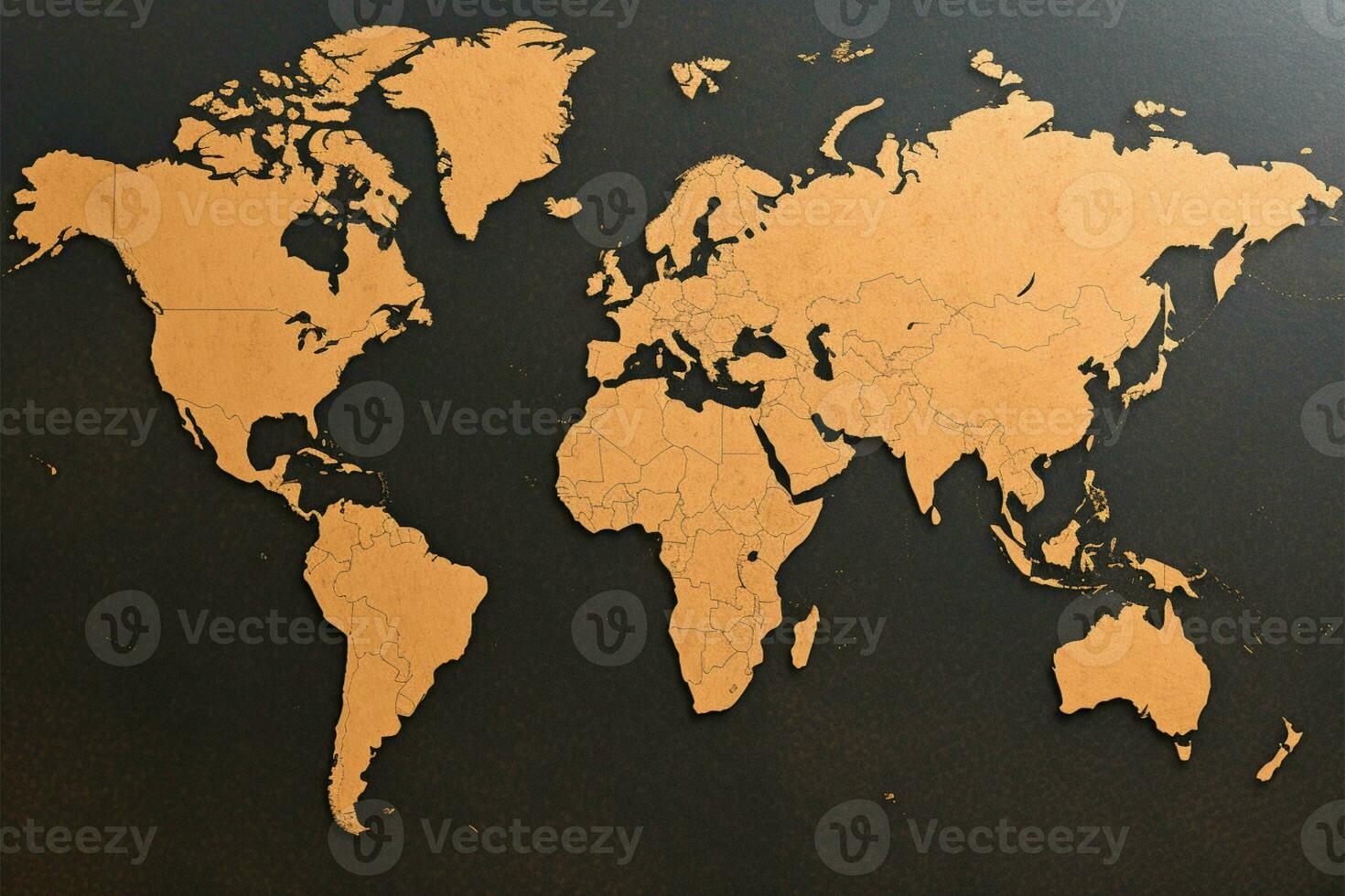 ai généré cartographique afficher monde carte apposé sur une texturé Liège planche photo