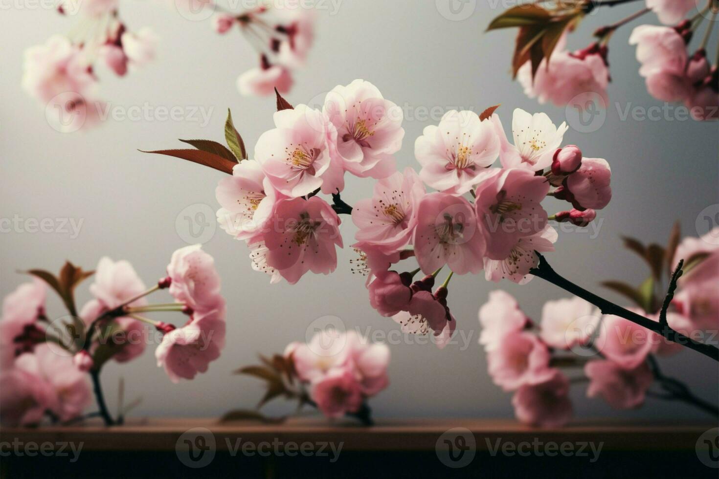ai généré botanique charme Cerise fleur épanouissement arbre, romantique décoratif graphique art photo