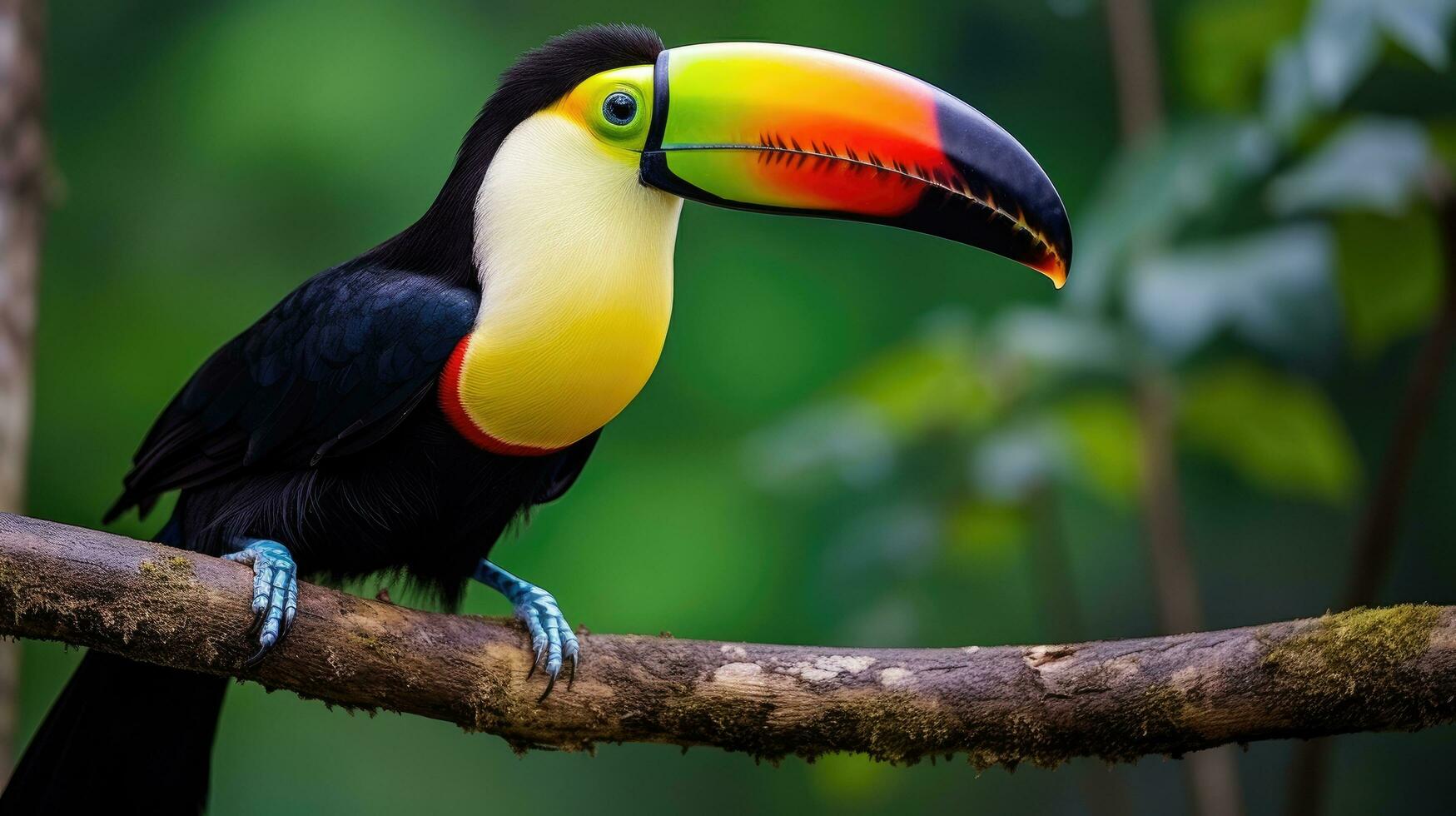 ai généré une étonnamment magnifique toucan perchoirs sur une branche photo
