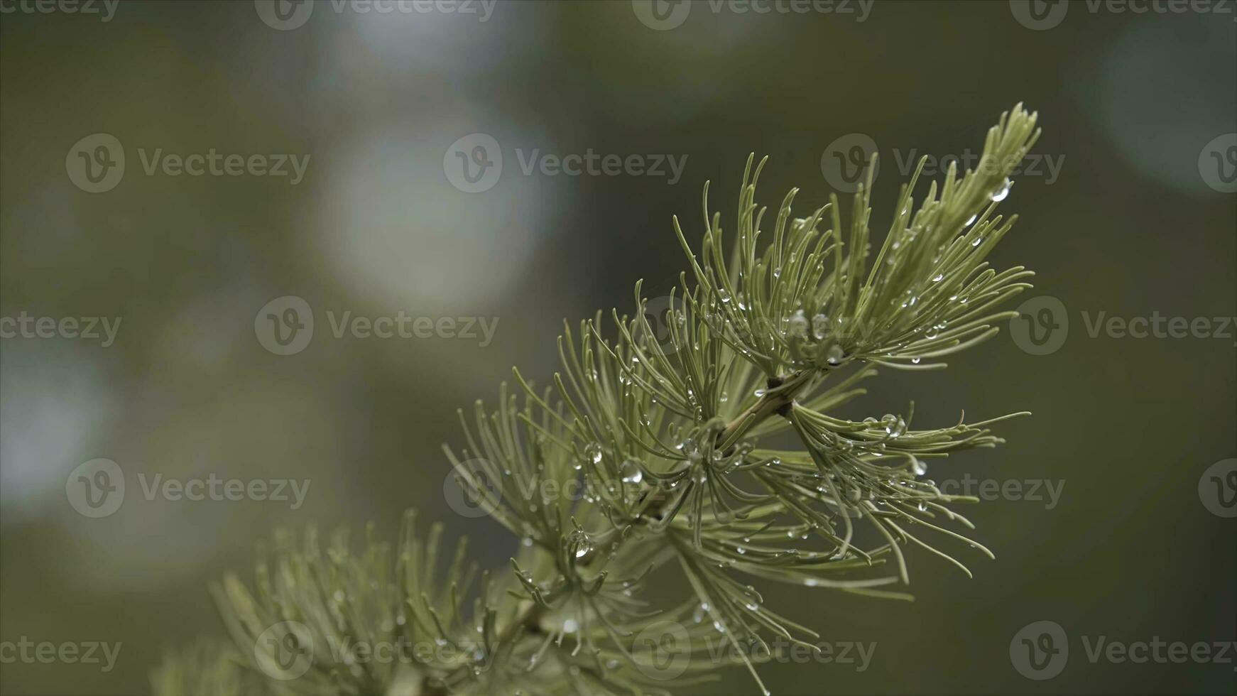 fermer vue de le vert Frais aiguilles de mélèze couvert avec gouttes de rosée. Stock images. magnifique macro de le mélèze arbre photo