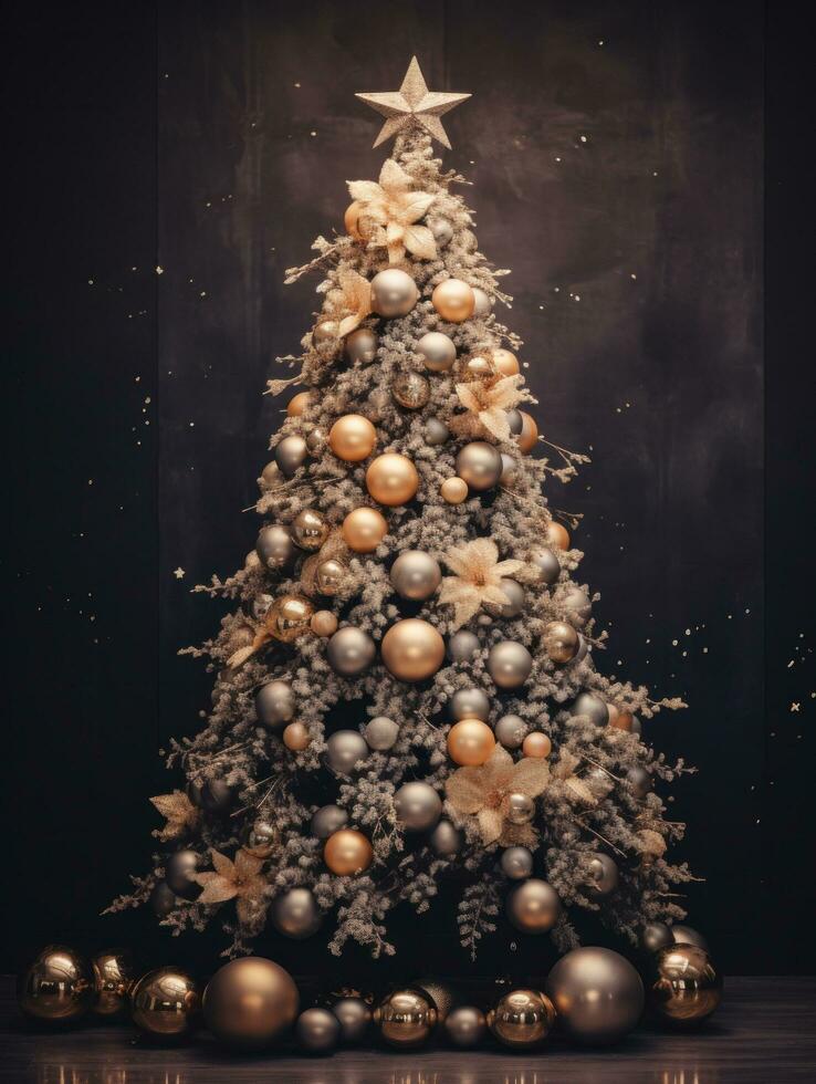 ai généré décoratif Noël arbre, photo