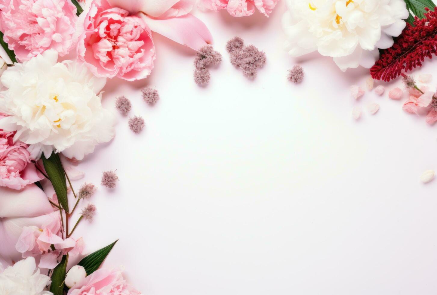 ai généré une Cadre de rose fleurs dans rose et blanc, photo