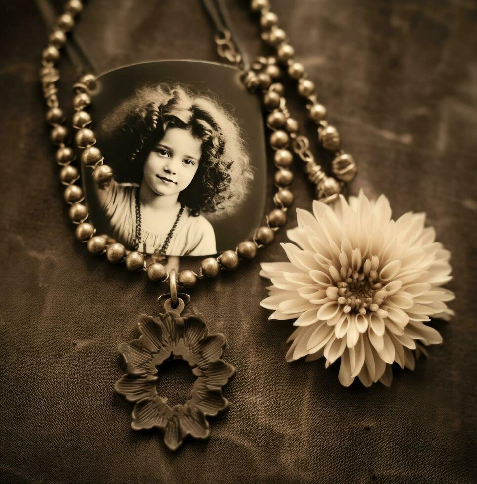 ai généré chrysanthème Collier photo