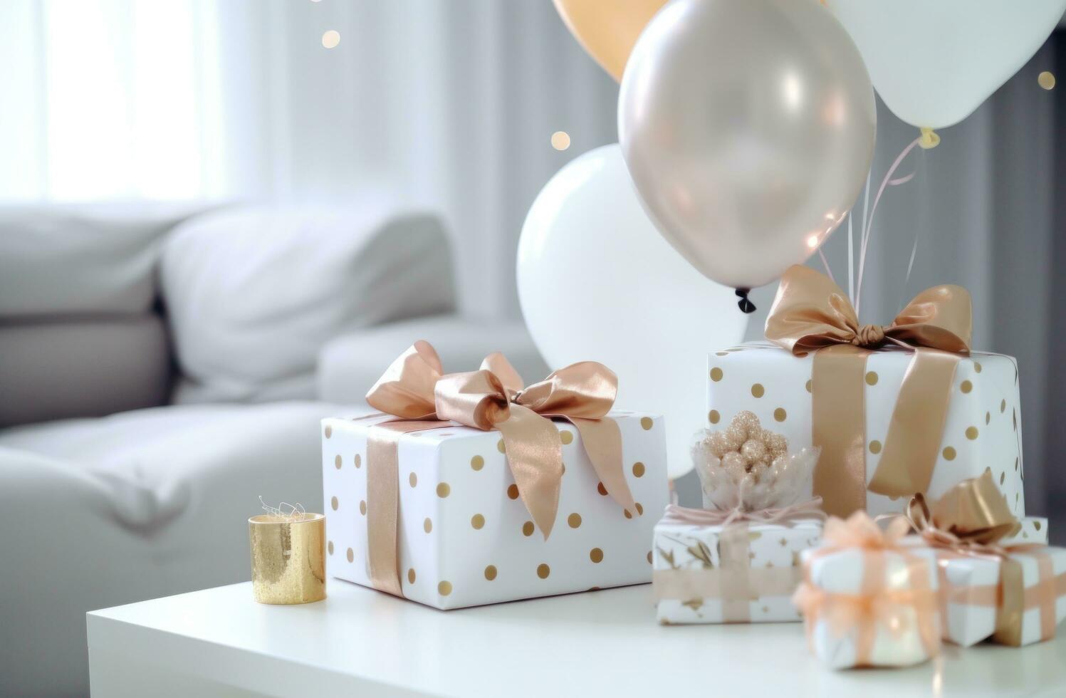 ai généré des gamins anniversaire fête avec présente pour les enfants et un anniversaire gâteau pour le maman, photo