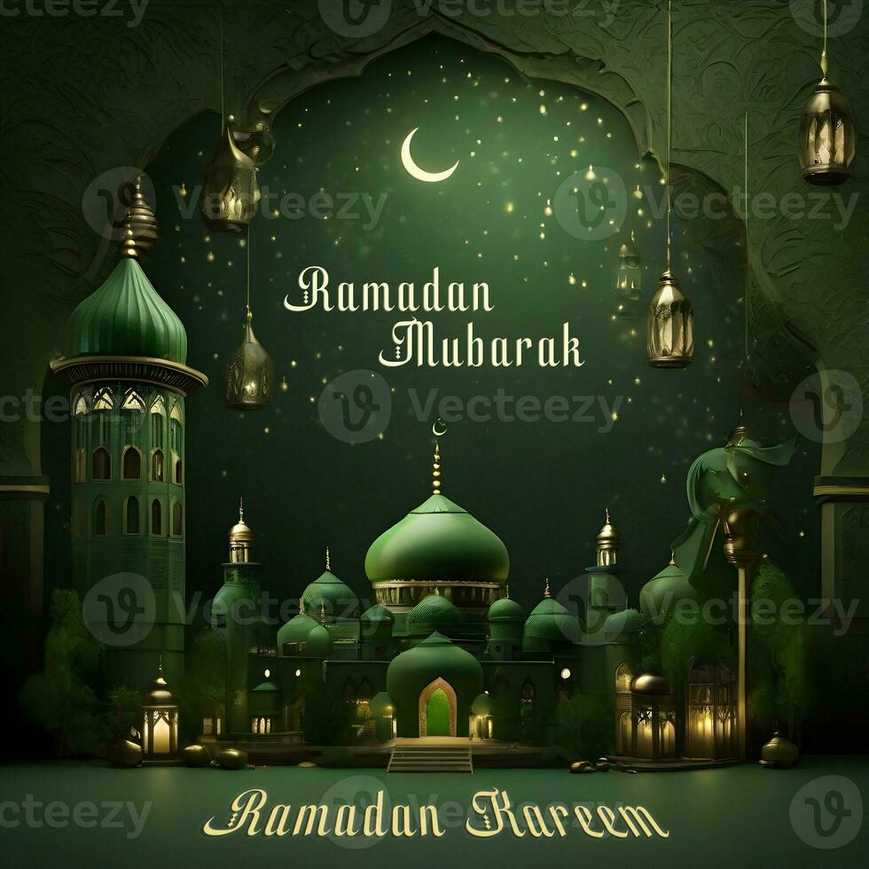 ai généré Ramadan kareem mosquée Contexte conception, Ramadan mubarak salutations poste, Ramadan fête photo