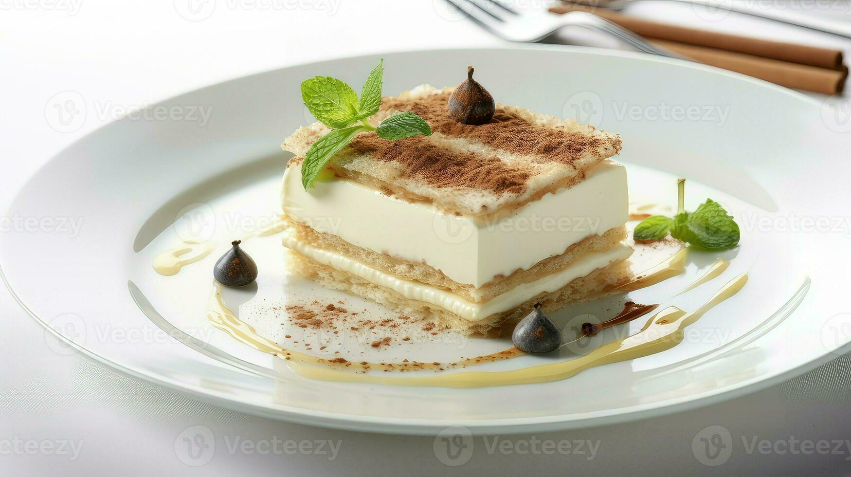 ai généré gâteau blanc tiramisu nourriture photo