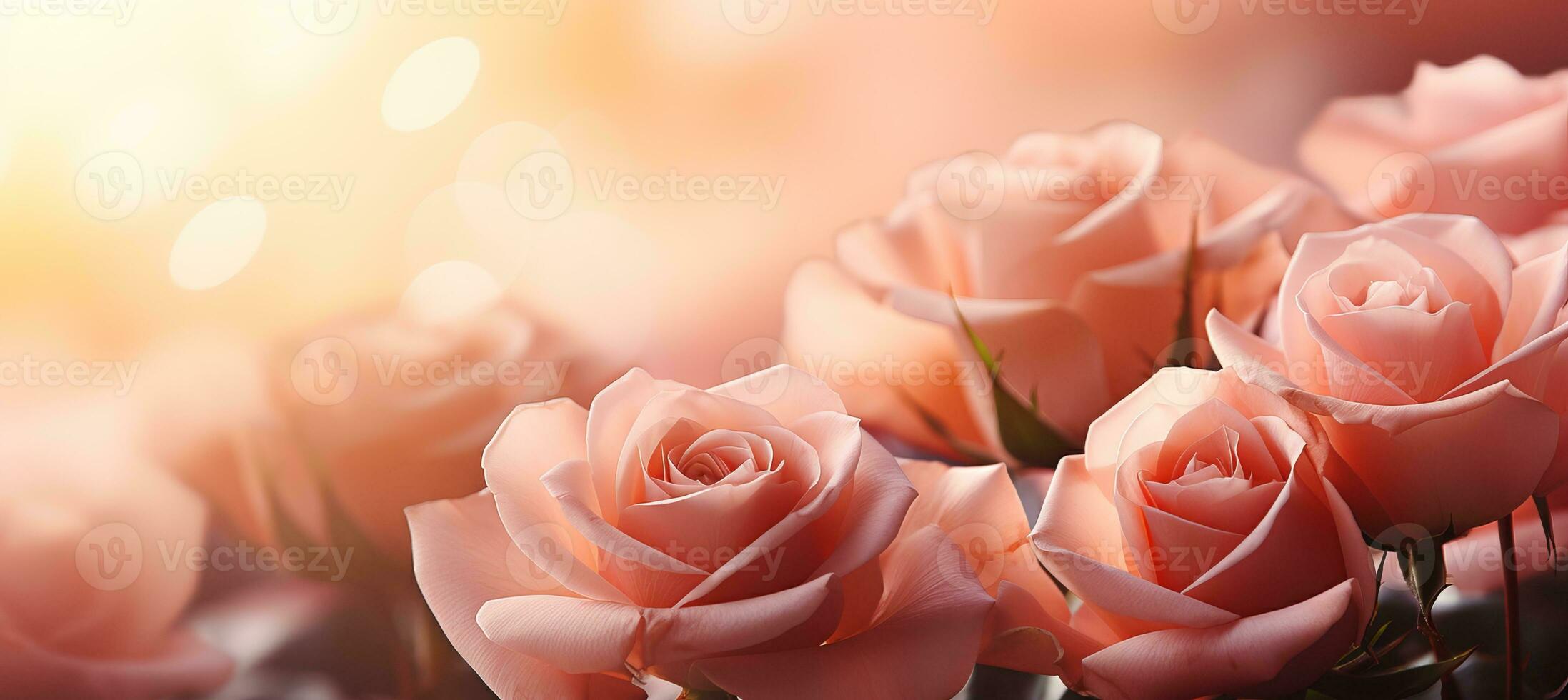 ai généré délicat Rose bokeh avec récit effet sur flou toile de fond, idéal pour texte placement photo