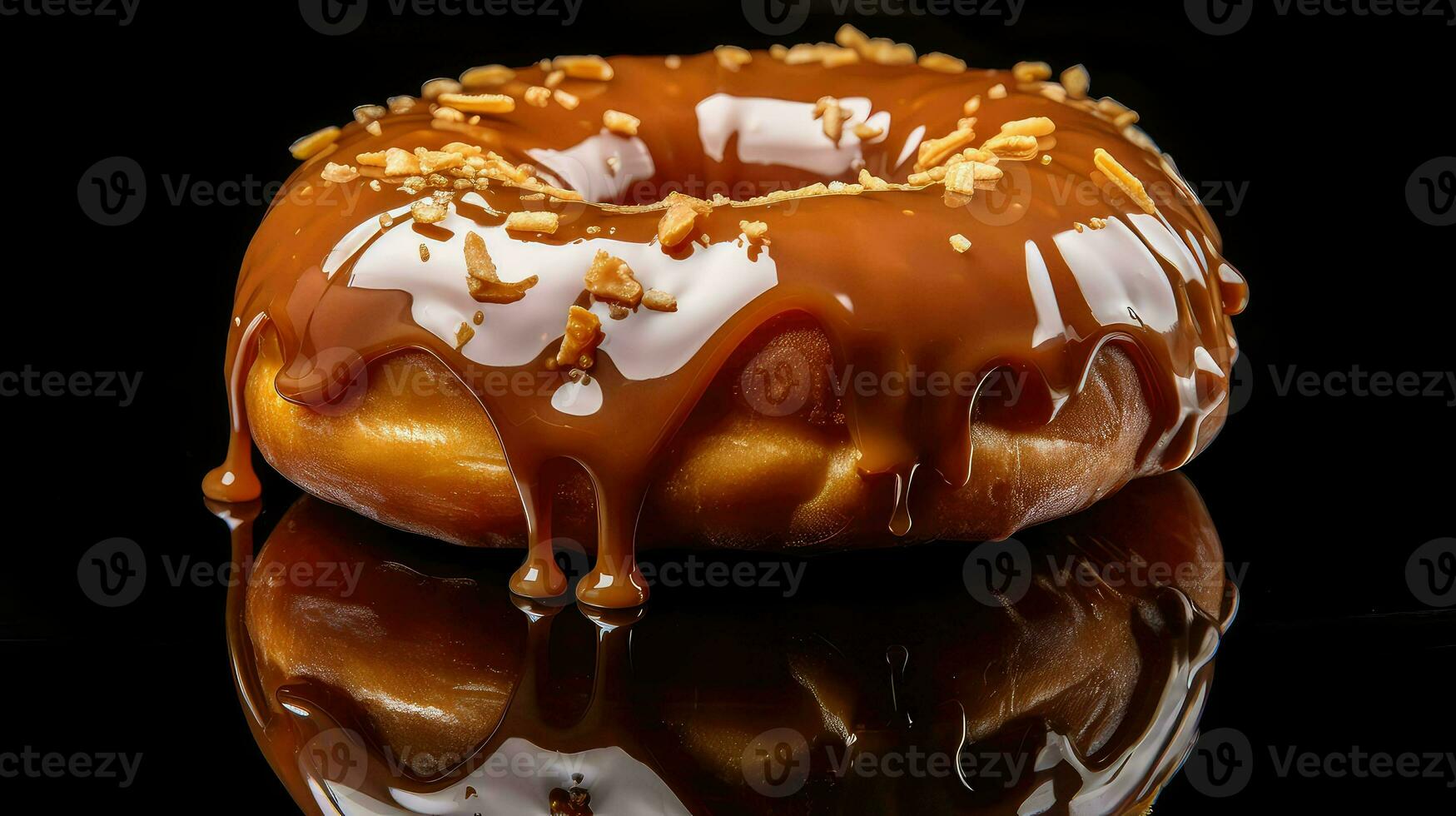 ai généré dessert vitré Donut nourriture photo