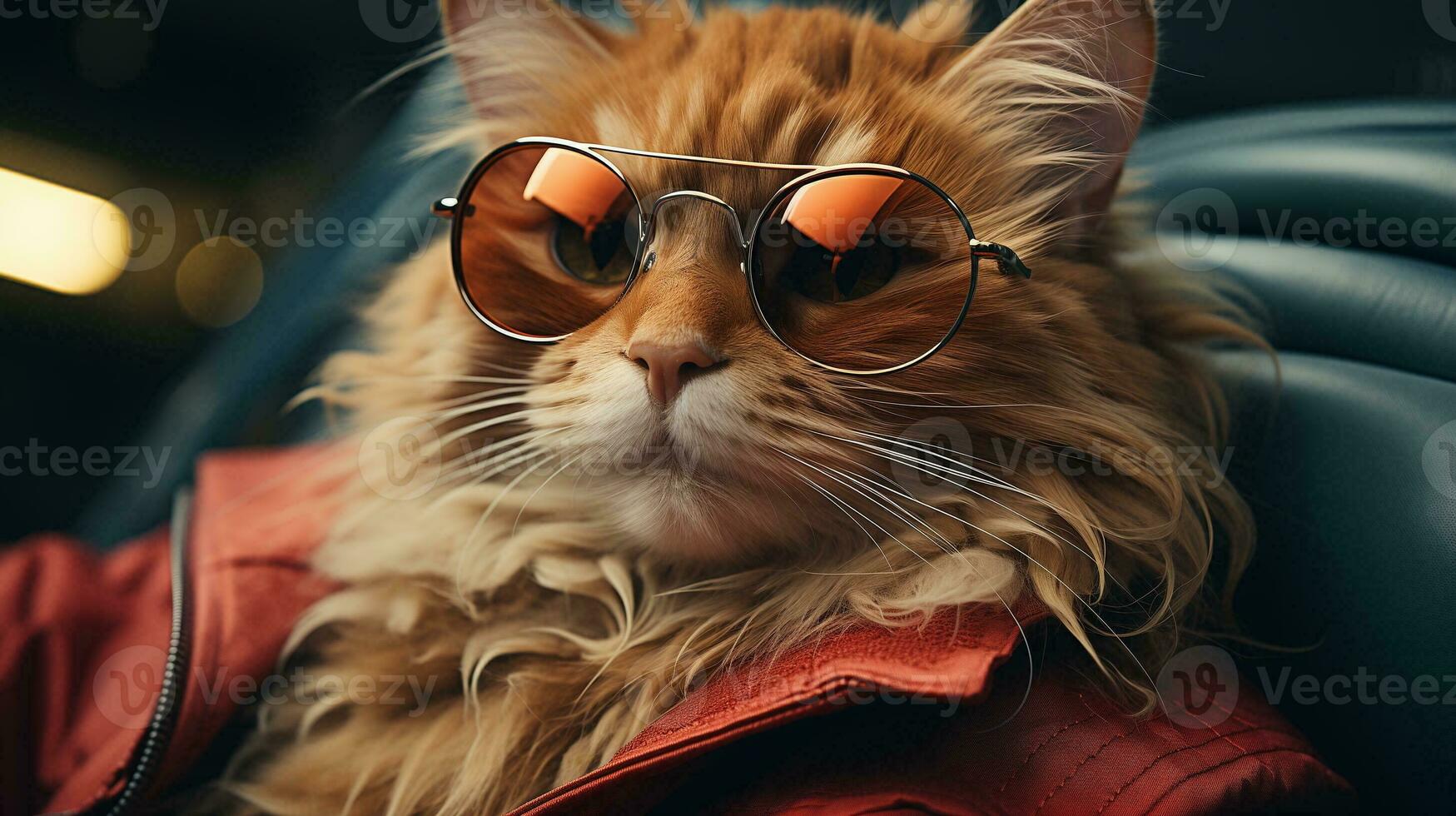 ai généré cool riches réussi chat avec des lunettes de soleil photo