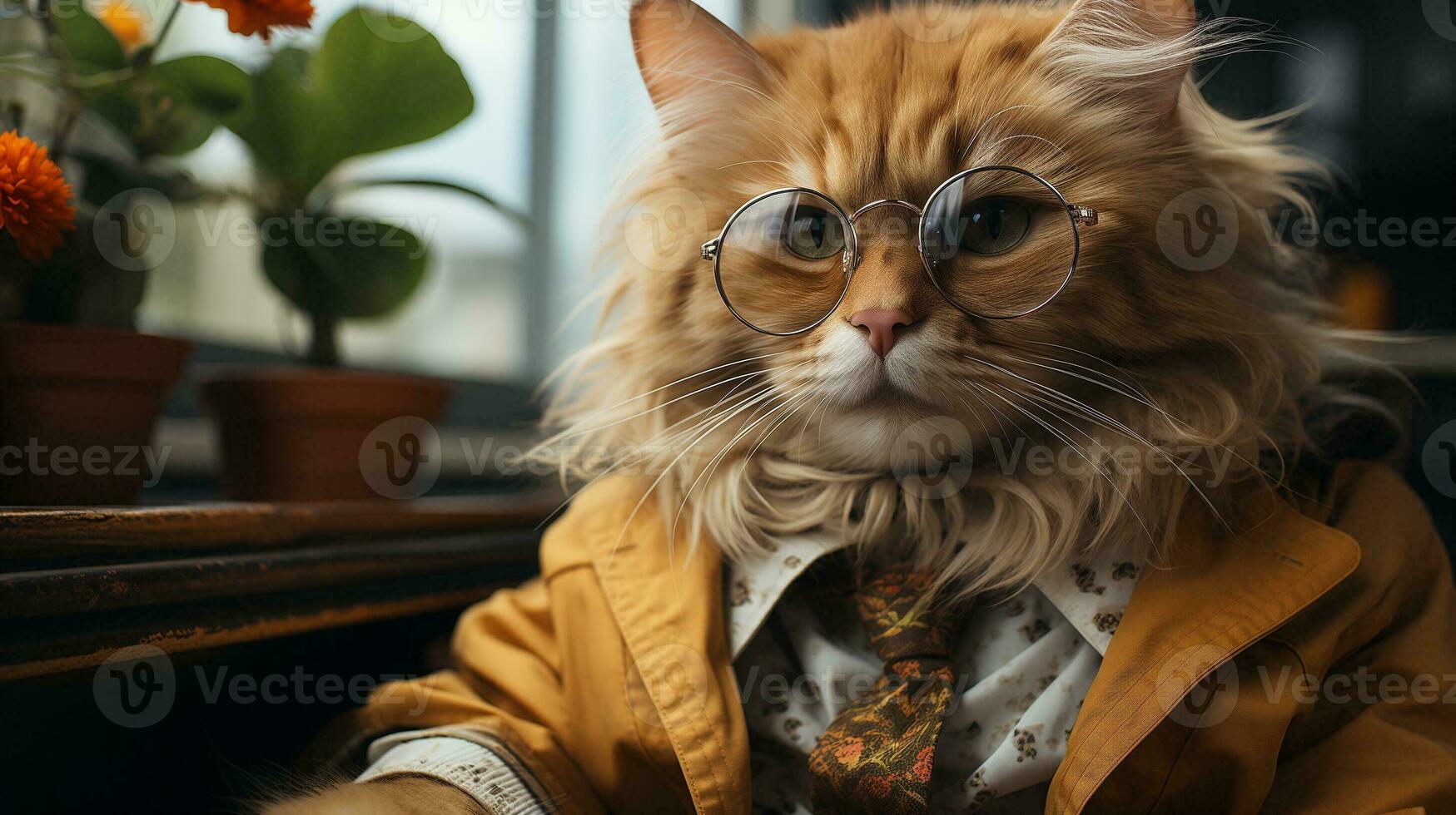 ai généré cool riches réussi chat avec des lunettes photo