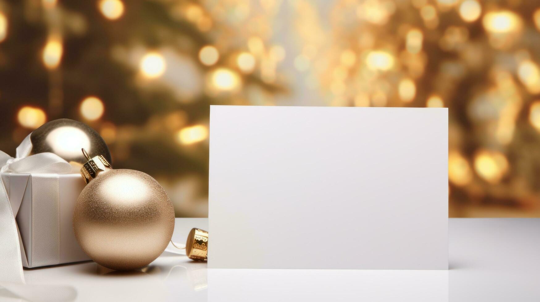 ai généré blanc papier étiquette avec Vide devant, réaliste sur une maquette modèle dans une blanc table photo