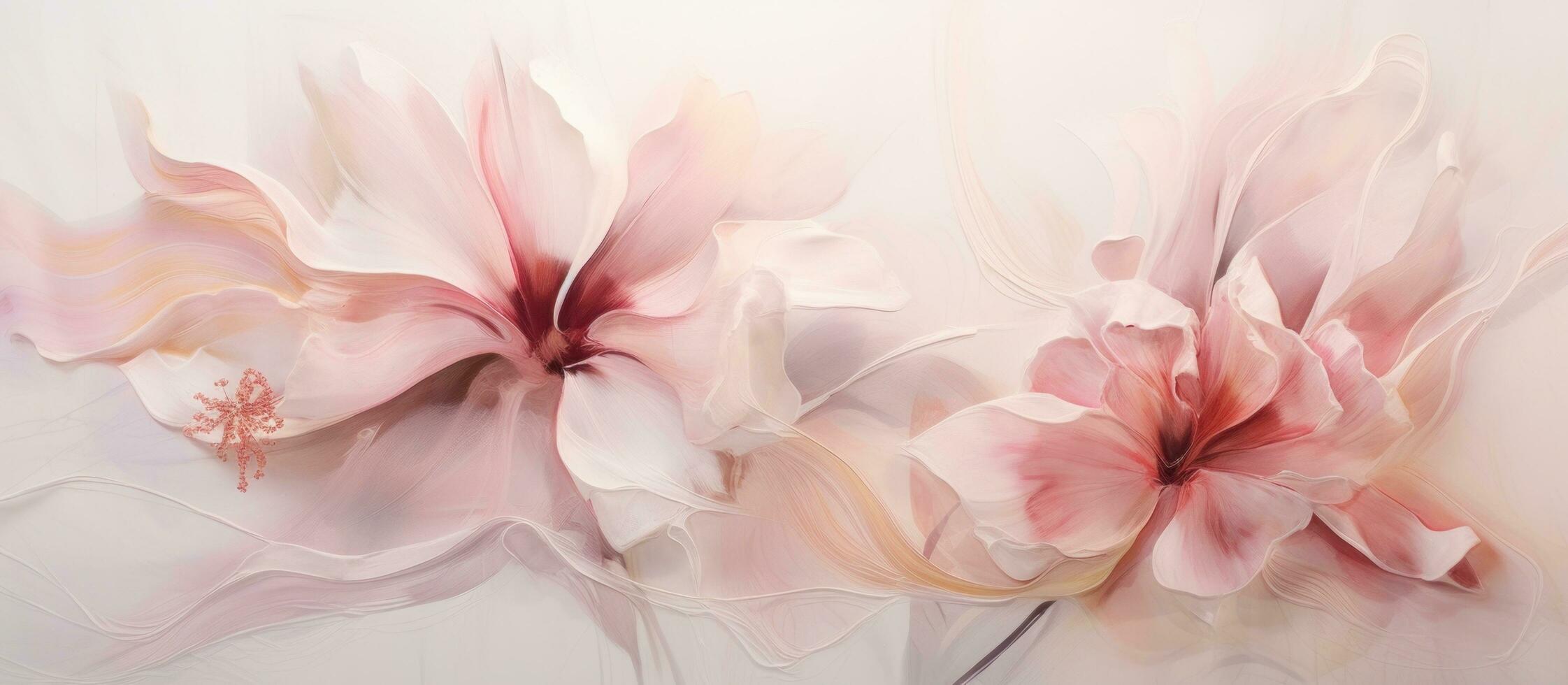 ai généré une La peinture de rose fleurs sur blanc surface photo