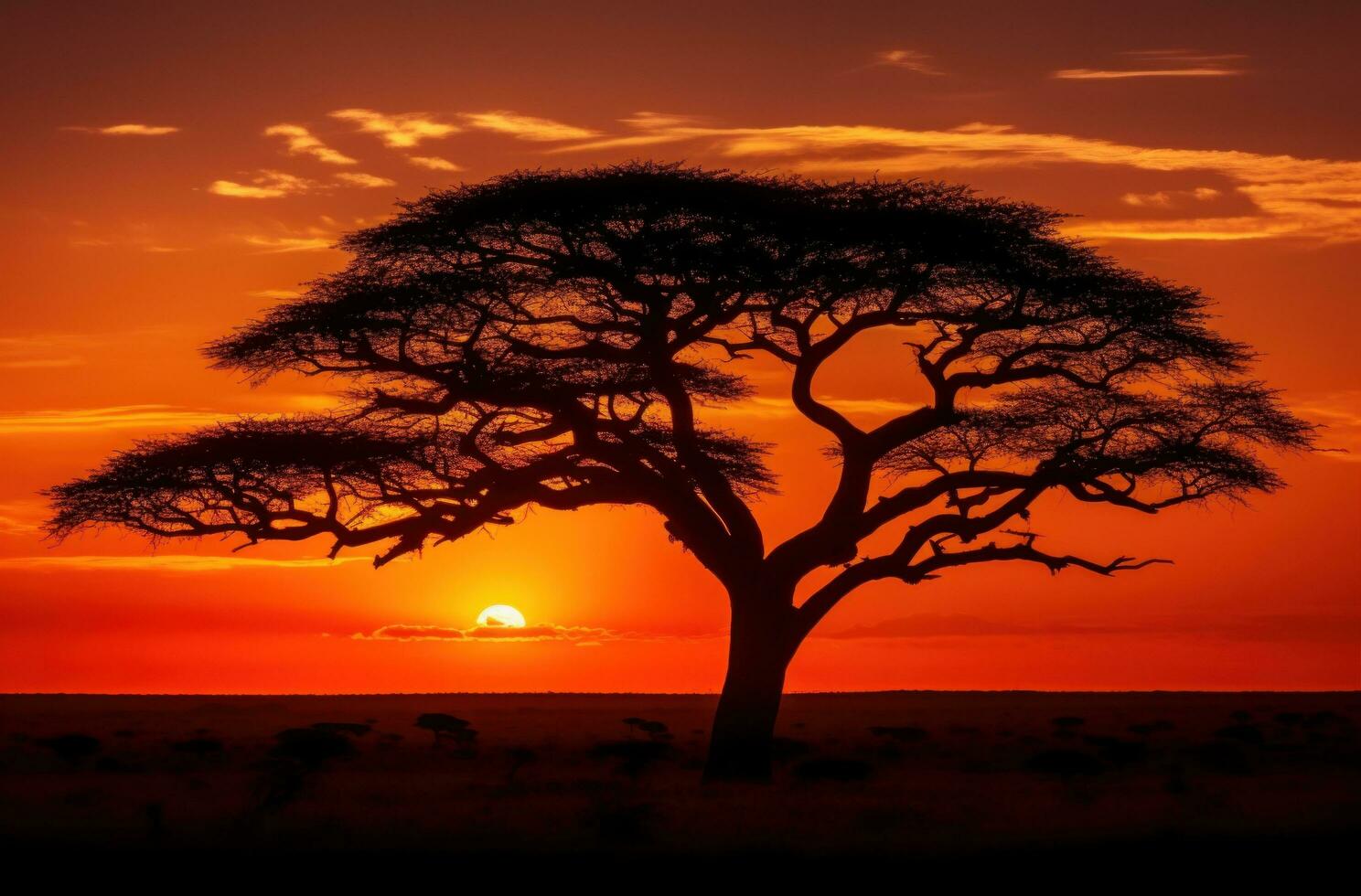 ai généré une silhouette acacia arbre contre le ciel photo