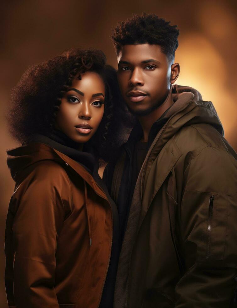 ai généré une Jeune noir couple posant pour une image photo