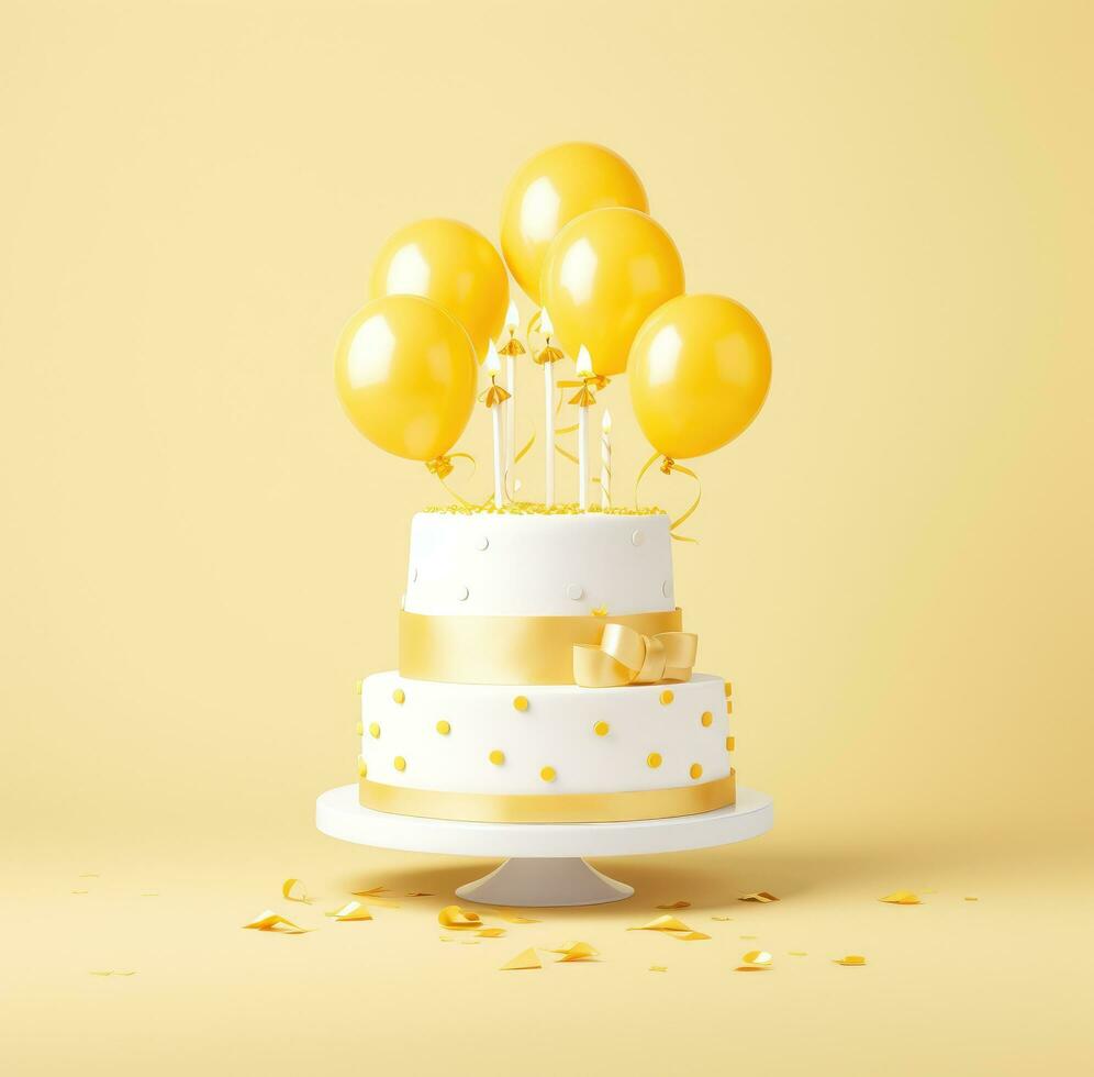 ai généré Trois or étoiles sur une anniversaire gâteau photo