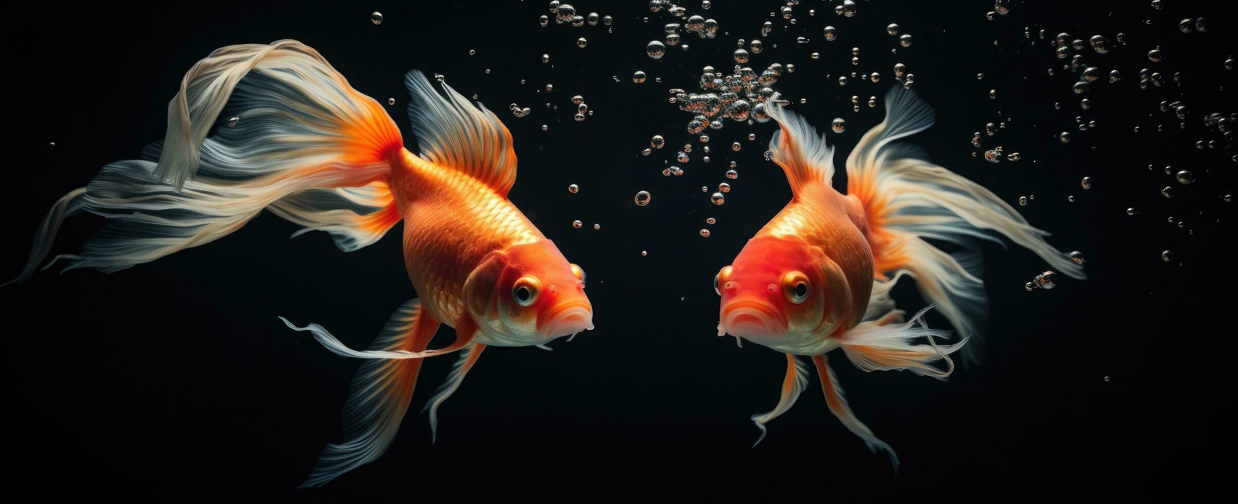 ai généré deux poisson rouge nager ensemble dans un aquarium photo