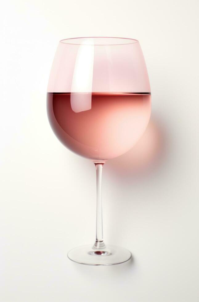 ai généré rose du vin verre sur une blanc Contexte photo