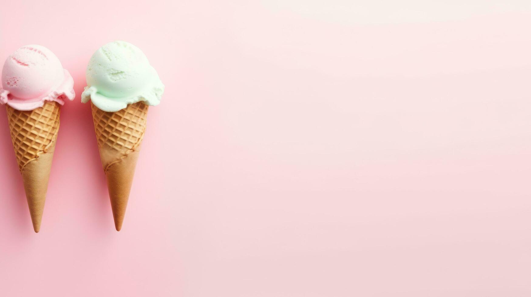 ai généré la glace crème sur pastel Contexte avec copie espace photo