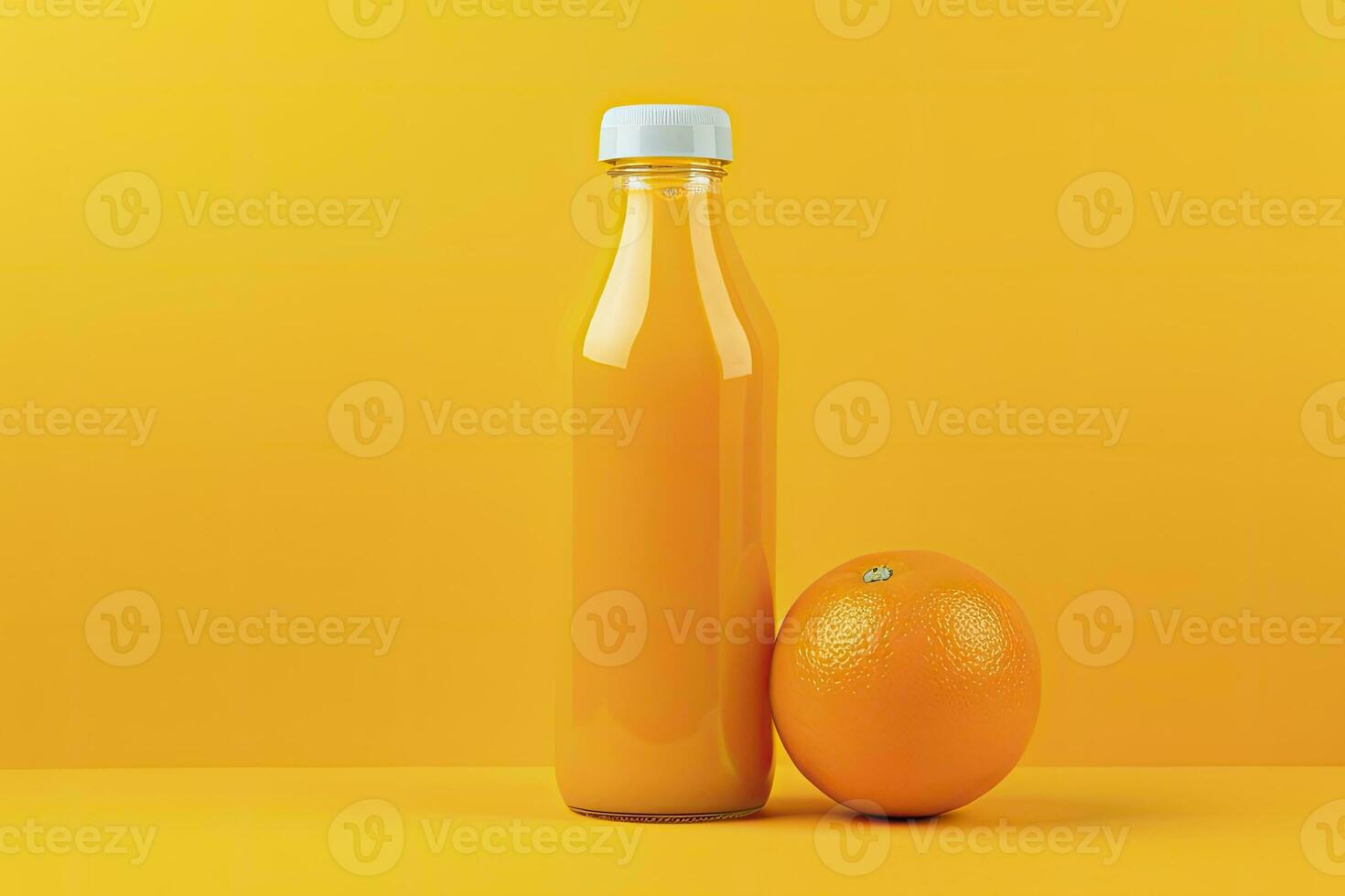 ai généré Orange jus bouteille sur Orange Contexte. ai généré photo