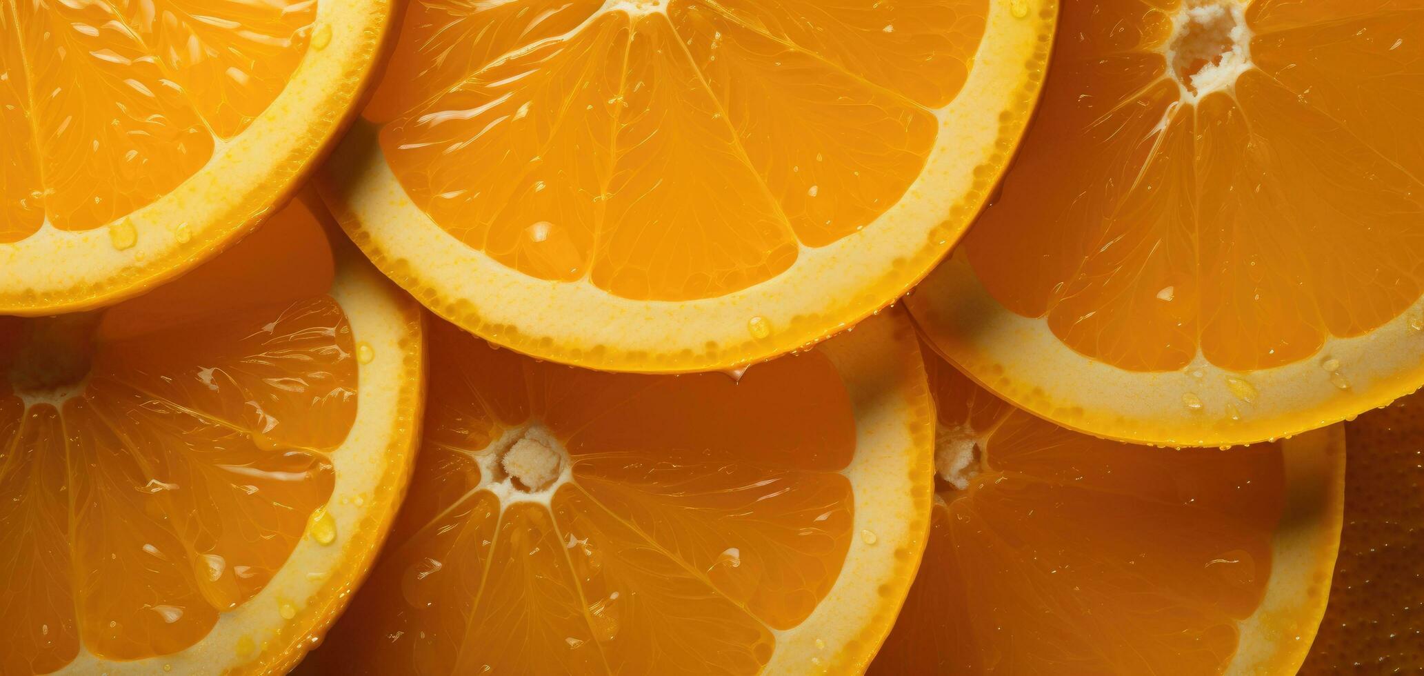 ai généré une proche en haut image de Orange tranches photo